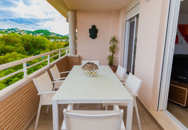 Ferienwohnung in Javea - Golden Gardens Duplex I Apartment Javea Arenal , 3 Terrassen, AACC, Wifi und 600 m vom Strand entfernt