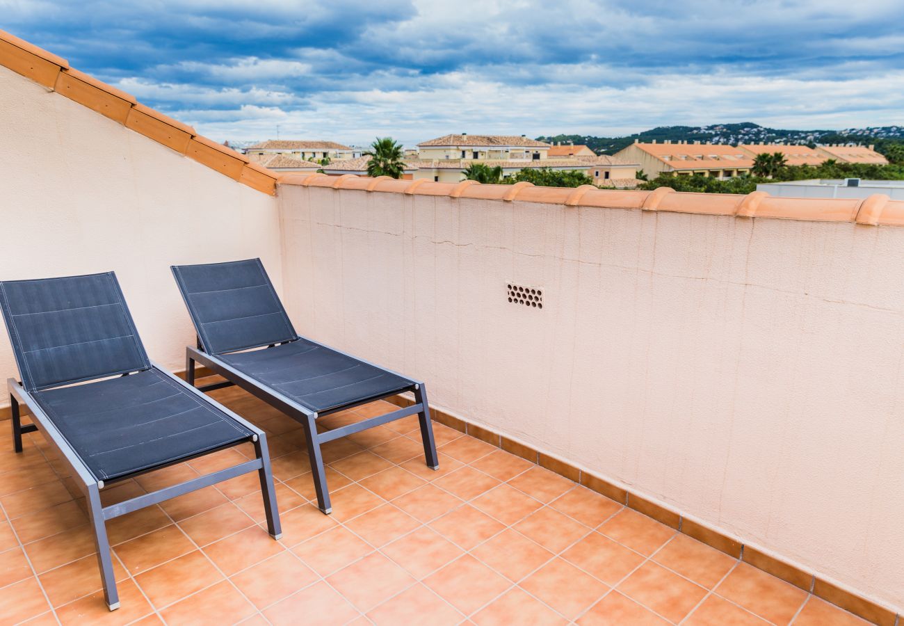 Ferienwohnung in Javea - Golden Gardens Duplex I Apartment Javea Arenal , 3 Terrassen, AACC, Wifi und 600 m vom Strand entfernt