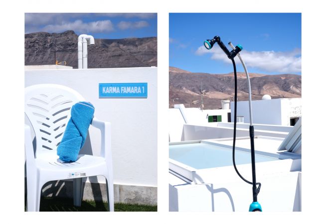 Ferienhaus in  Famara - Karma Famara 1 - 25 m vom Strand entfernt, schnelles WLAN und Dachterrasse