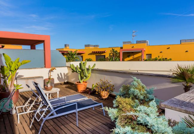 Ferienwohnung in Javea - Albamar Apartment Javea Arenal, mit großen Terrassen, Solarium, Klimaanlage und Gemeinschaftspool